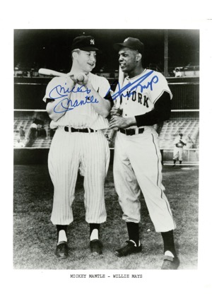 Mickey Mantle and Willie Mays Autographed Photo (JSA)