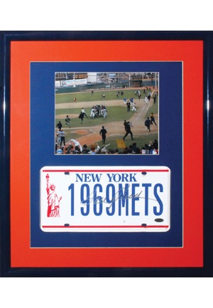 Framed 1969 New York Mets License Plate Signed by Tom Seaver (JSA • Steiner • Championship Season)
