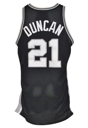 1997-98 Tim Duncan Rookie San Antonio Spurs Game-Used Road Jersey (Head Trainer LOA • RoY Season)