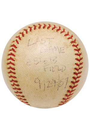 Game-Used Baseball Attributed to 9/24/1957 Final Game at Ebbets Field & Dodger Year Book 1957 (2)