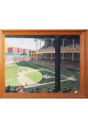 Early 1930s Yankee Stadium & Babe Ruth Original Painting by Reeves Brace