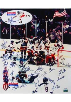 1980 Team USA "Miracle on Ice" Olympic Hockey Team-Signed 16x20" Photo (JSA • Gold Medal Team)