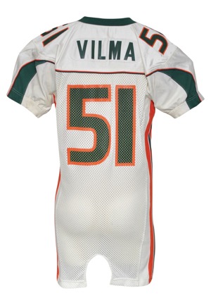 1/1/2004 Jonathan Vilma University of Miami Hurricanes Orange Bowl Game-Used & Autographed Road Uniform (2)(JSA)