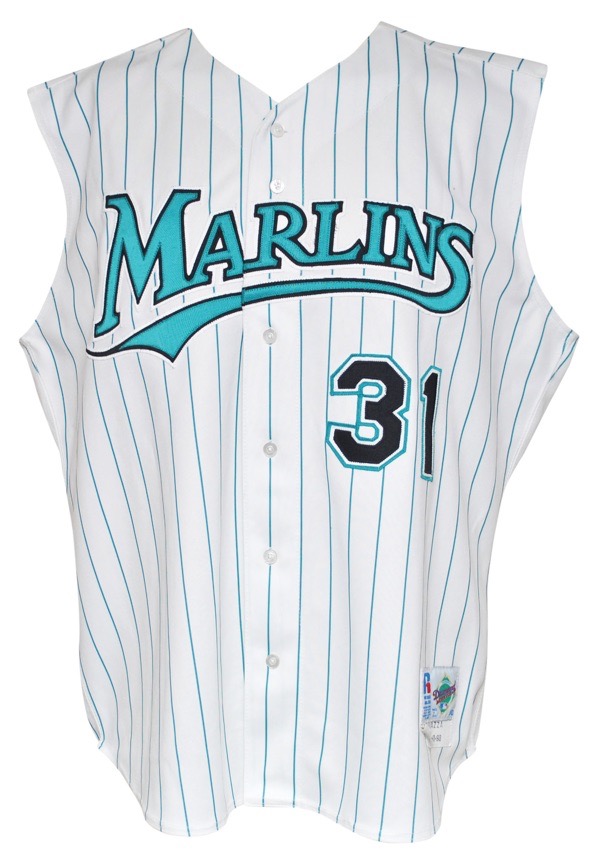 Lot Detail - 1998 Mike Piazza Florida Marlins Game-Issued Home Vest