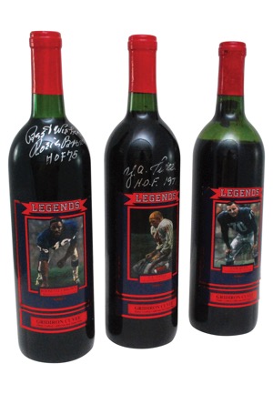 New York Giants "Legends" Gridiron Cuvee Unopened Wine Bottles Signed by Roosevelt Brown & Y.A. Tittle (3)(JSA)