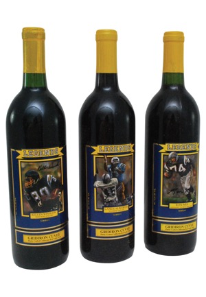 San Diego Chargers "Legends" Gridiron Cuvee Unopened Wine Bottles – Kellen Winslow, Ron Mix & Lance Alworth (3)