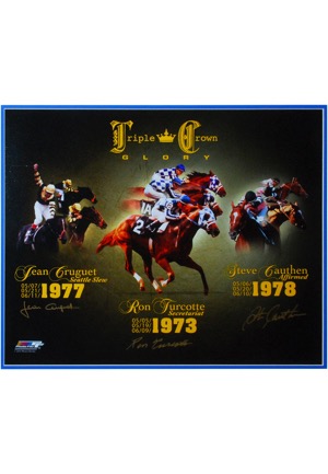 Triple Crown Winning Jockeys Multi-Signed 16x20" Print (JSA)