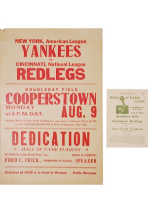 1954 Cooperstown Hall of Fame Game Poster & Score Card (2)