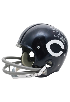 Gale Sayers Chicago Bears Autographed Replica Helmet & "The Duke" Football with "6 TDs" Inscriptions (2)(JSA)