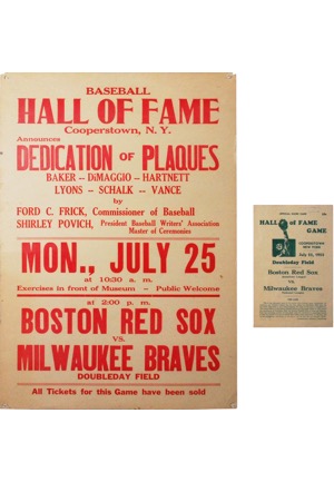 1955 Cooperstown Hall of Fame Game Poster & Score Card (2)