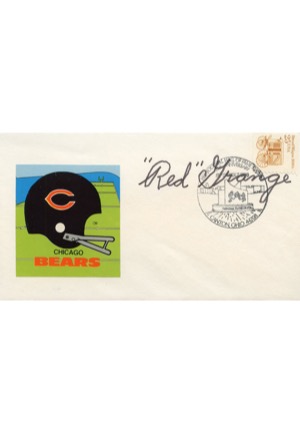 Harold Edward "Red" Grange Autographed First Day Cover & Sid Luckman Autographed Cut (2)(JSA)