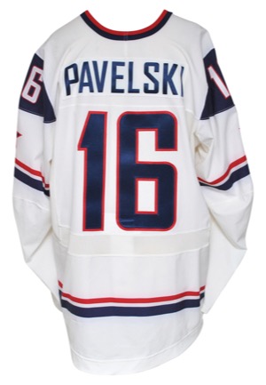 2/18/2010 Joe Pavelski Team USA Olympics Game-Used White Jersey (USA Hockey-MeiGray LOA)