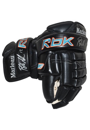 2008 Patrick Marleau San Jose Sharks Twice-Autographed Gloves Set (JSA • Team COA)