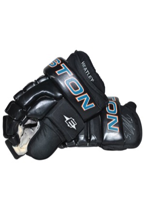 2010 Dany Heatley San Jose Sharks Twice-Autographed Gloves Set (JSA • Team COA)