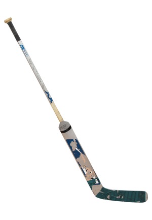 2008 Evgeni Nabokov San Jose Sharks Game-Used & Autographed Goalie Stick (JSA • Team COA)