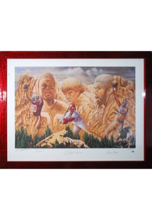 Framed "All-Time Leaders" Autographed Limited Edition Print with Jerry Rice, Pete Rose & Kareem Abdul-Jabbar (JSA • PSA/DNA)