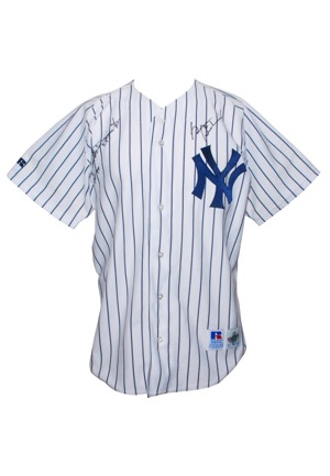 Phil Rizzuto & George Steinbrenner Autographed New York Yankees Home Replica Jersey (JSA)