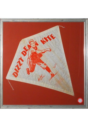 Framed 1930s Dizzy Dean Paper Kite (Halper/Sothebys Collection)