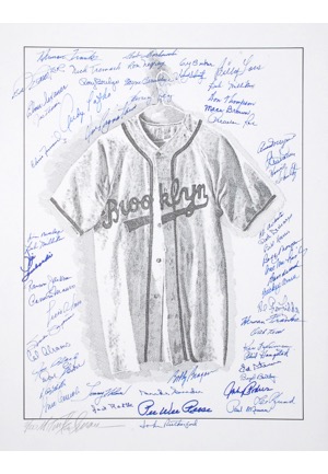 Brooklyn Dodgers Multi-Signed Limited Edition Lithograph (JSA • 53 Sigs)