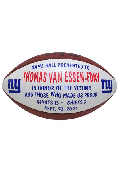 9/23/2001 New York Giants Game Balls Presented to Thomas Van Essen (FDNY) & Joseph Morris (PANY/NJ) (2)