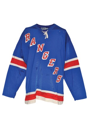 1974-76 Brad Park New York Rangers Game-Used Road Durene Tie-Down Jersey (Numerous Repairs • Rare)