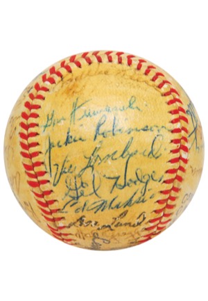 1947 Brooklyn Dodgers Team-Signed Baseball with Rookie Robinson & Hodges (JSA)