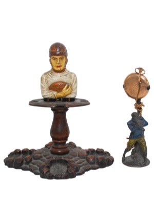 Vintage Football Figural Display Pipe Holder & Pocket Watch with Stand (3)