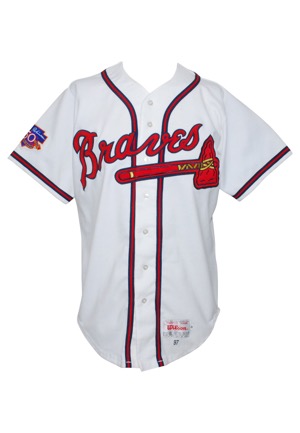 1997 Michael Tucker Atlanta Braves Game-Used & Autographed Home Jersey (JSA)