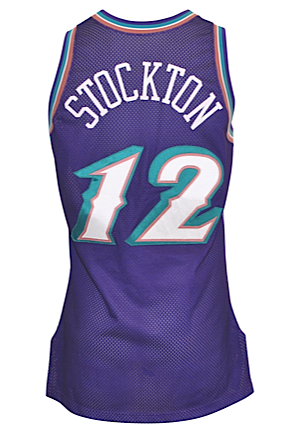 1996-97 John Stockton Utah Jazz Game-Used Road Jersey