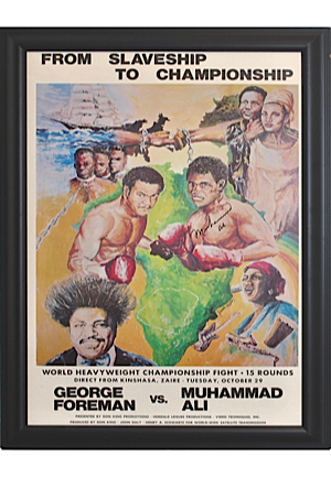 10/30/1974 Muhammad Ali Autographed "From Slaveship to Championship" Original Fight Poster (JSA)