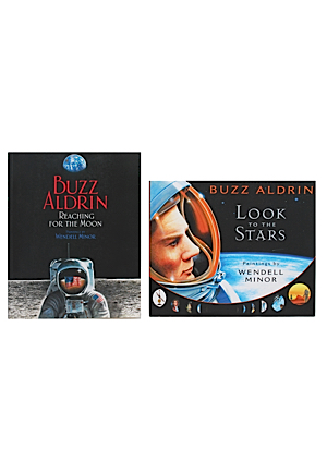 Buzz Aldrin "Look to the Stars" & "Reaching for the Moon" Autographed Books (2)(JSA)
