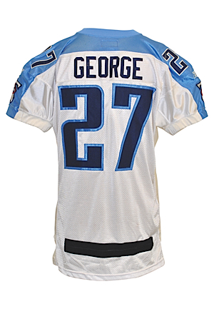 2001 Eddie George Tennessee Titans Game-Used Road Uniform With Gloves & Autographed Cleats (4)(JSA • Unwashed • Repairs)