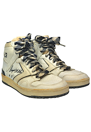 Late 1980s Dominique Wilkins Atlanta Hawks Game-Used & Autographed Sneakers (JSA • Ball Boy LOA)