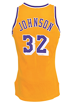 1990-91 Ervin "Magic" Johnson Los Angeles Lakers Game-Used & Autographed Home Jersey (JSA)