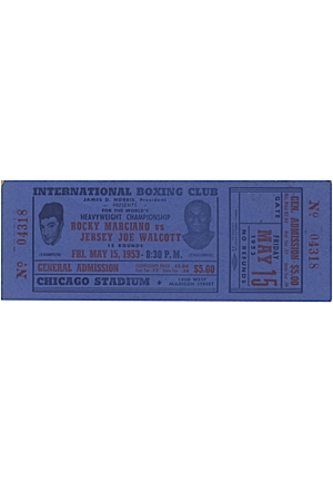 5/15/1953 Rocky Marciano Vs. Jersey Joe Walcott Heavyweight Championship Full Ticket