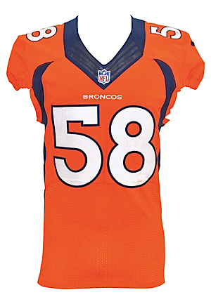 12/7/2014 Von Miller Denver Broncos Game-Used & Autographed Home Orange Crush Jersey (JSA • Broncos COA • Panini Authentic COA • Photo-Matched)