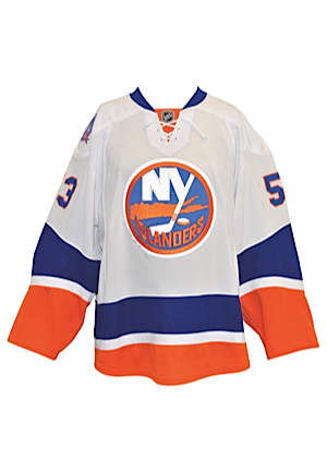2014-15 Casey Cizikas New York Islanders Game-Used Autographed Road Jersey & 2015 Tanner Glass New York Rangers Eastern Conference Semifinals Game-Used Home Jersey (2)(JSA • Islanders LOA • Steiner...