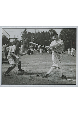 1932 New York Yankees Black & White 8" x 10" Team Photograph & 3/15/1938 "Strike One On Gehrig" 6 1/2" x 8 1/2" Black & White Wire Photographs (2)