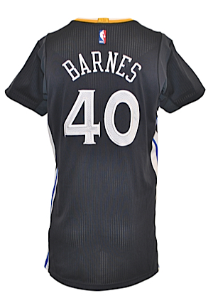 4/11/2015 Harrison Barnes Golden State Warriors Game-Used Slate Alternate Home Jersey (NBA LOA • Championship Season • Double-Double)