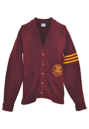 1973-74 Moses Malone Petersburg High School Player-Worn Letterman Sweater (Family Member LOA)