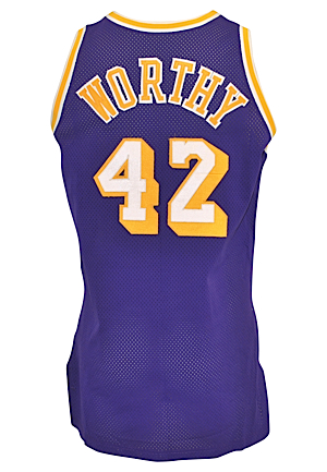1993-94 James Worthy Los Angeles Lakers Game-Used Road Jersey