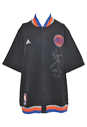 12/2/2015 Kristaps Porzingis New York Knicks Player-Worn & Autographed Warmup Jacket (JSA • Steiner Sports LOA & COA • Double-Double)