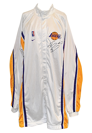 1999-00 Los Angeles Lakers Sunday White Alternate Player-Worn & Autographed Home Warmup Suit Attributed To Shaquille ONeal (2)(JSA)