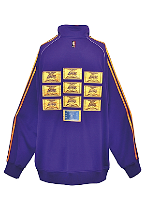 2007-08 Los Angeles Lakers TBTC Player-Worn Warmup Championship Banner Patch Jacket Attributed To Kobe Bryant