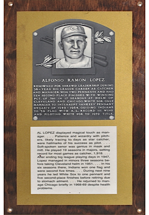 Al Lopez National Baseball Hall of Fame Plaque (From HoF Traveling Exhibit)