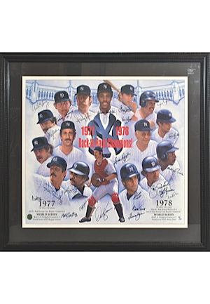 30" x 34" Framed 1977-78 New York Yankees Team-Signed "Back-to-Back Champions!" Limited Edition Display (JSA)