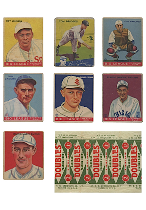Group of Goudey Gum Co. Big League Cards Including Original Wax Wrapper (8)
