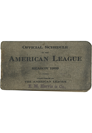 1909 Official American League Pocket Schedule (Sourced From Elmer Spencer)