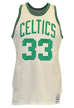 1985-86 Larry Bird Boston Celtics Game-Used Home Knit Jersey (Championship Season • Regular Season & Finals MVP • Sourced From Celtics Ball Boy • Pounded)