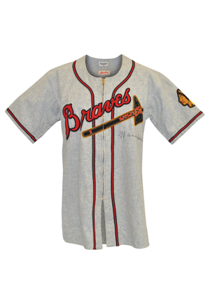 Late 1940s Warren Spahn Boston Braves Game-Used & Autographed Road Flannel Jersey (Full JSA LOA • Fantastic All-Original Condition • Originally Sourced From Team Scout)